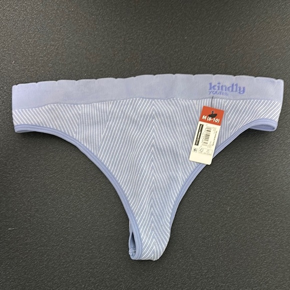 Kindly Yours Light Blue Striped Thong - Picture 1 of 2